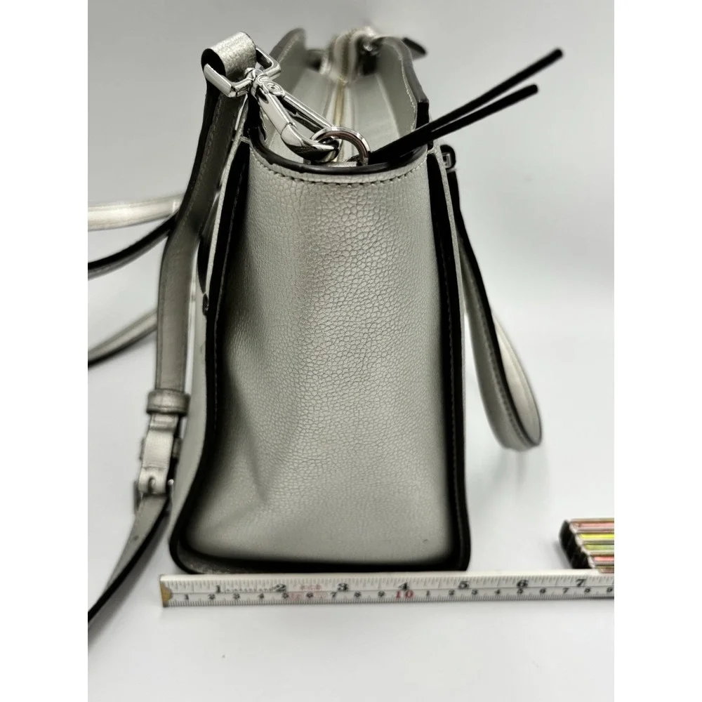 Kate Spade Purse Patterson Drive Geraldine Satchel Bag Metallic Silver Pebbled